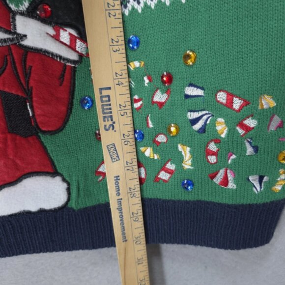 Jolly Sweaters Christmas Ugly Sweater Unicorn Puke Candy Embroidered Gems Sz XL - Picture 8 of 9
